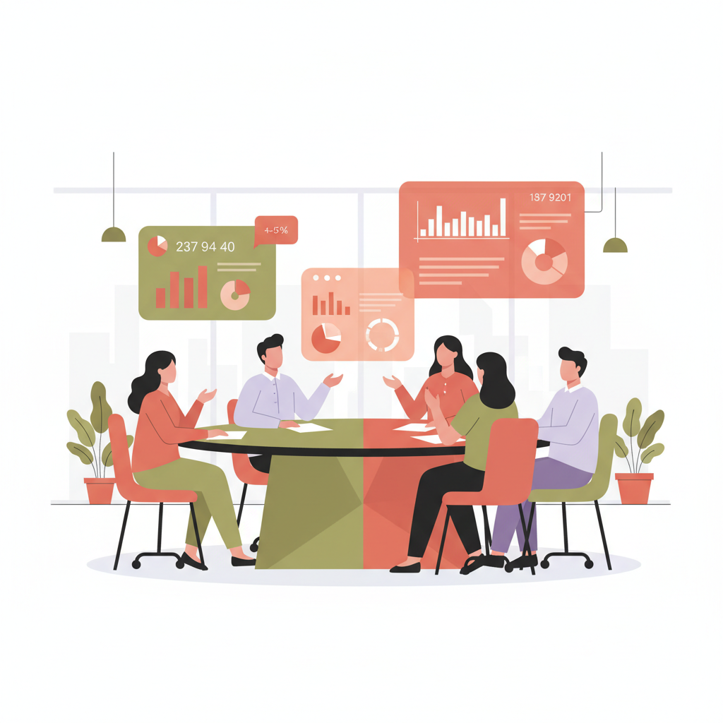 Diverse team collaborating on financial data analysis